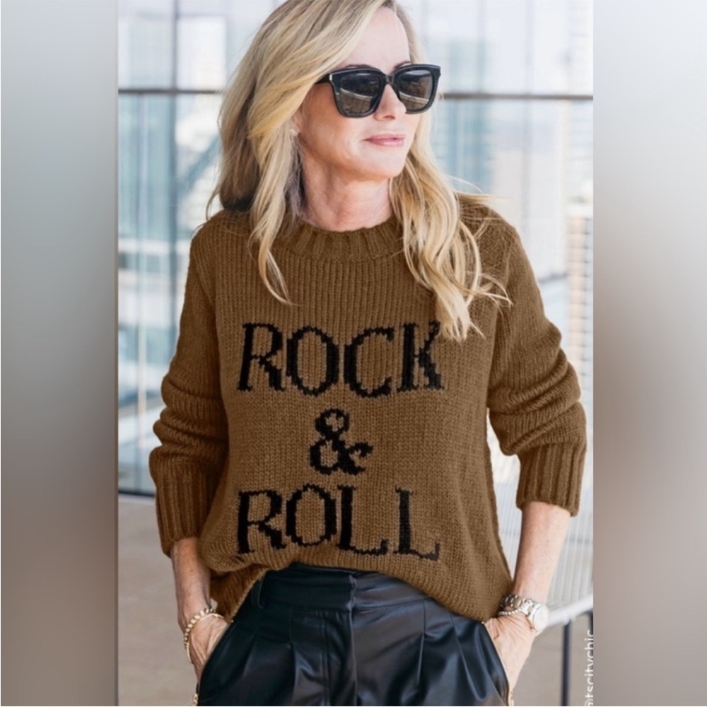 Wooden Ships Brown Rock & Roll Sweater Size XS/ S - Picture 2 of 8